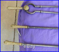 Fire Place Tool Set Pierced Shovel Tongs and Poker Victorian Antique (b)