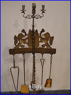 Fire Place Tools Antique Brass Dutch 1850, Cast Design, Top Quality, Amsterdam