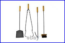 Fireplace BBQ Tools Set Fire Poker Tongs Brush Shovel And Stand Blacksmith Made