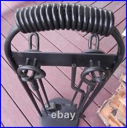 Fireplace Hearth Tool Set Wrought Iron Base withPan, Stoker, Gripper, Broom
