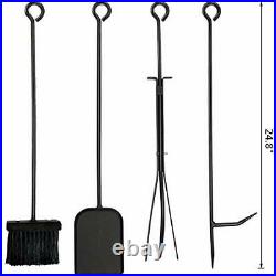 Fireplace Log Holder 2 Layer Iron Fire Wood Rack with 4 Firepit Tools Set Brus