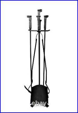 Fireplace Pit Tools Set Fire Poker Tongs Brush Shovel And Stand Blacksmith Made