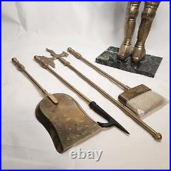 Fireplace Set 3 Pc Brass Knights Armor 24T Brush Poker Scoop Medieval Fantasy