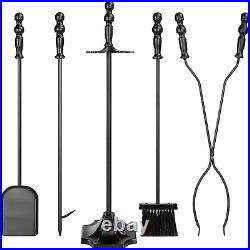 Fireplace Tool Set 5Pc Indoor Wrought Iron Outdoor Firepit Tool Set WithPoker, Ton