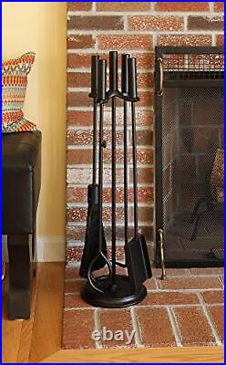 Fireplace Tool Set, All Black