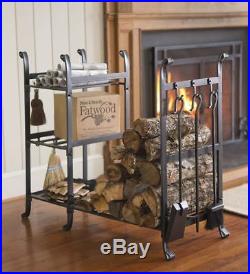 Fireplace Tool Set All In One Wood Rack Wood Stove Powder Coated Steel