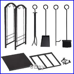 Fireplace Tool Set Indoor Outdoor Wood Holder Wrought Iron Powered Coated