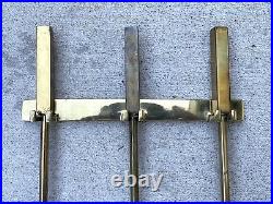 Fireplace Tool Set Rare Wall Mount Brass 4 Piece Mid-century Modern/vintage