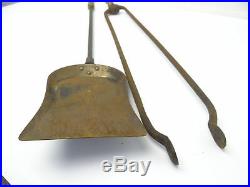 Fireplace Tool Set Shovel Tong Brass Handle Iron Woodstove Tools with Stand Used