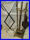 Fireplace Tool Set Vintage Brass Stand, Bellows, Tongs, Shovel, Poker and Brush