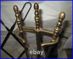 Fireplace Tool Set Vintage Brass Stand, Bellows, Tongs, Shovel, Poker and Brush