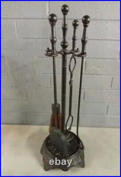 Fireplace Tool Set WithStand, Cast Iron Base, 30 T