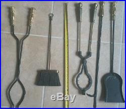 Fireplace Tool Set with Brass handles and extra piece