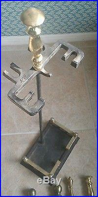 Fireplace Tool Set with Brass handles and extra piece