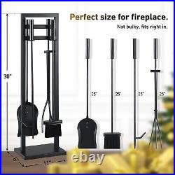 Fireplace Tools Set 5 Pieces 30 Inch Modern Wrought Iron Outdoor Fireplace