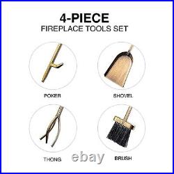 Fireplace Tools Set 5 pcs Fireplace Accessories Brass-Plated Poker Shovel T