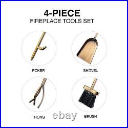 Fireplace Tools Set, 5pcs Classic No-knob Handles, Fireplace Irons Set Fire Poker