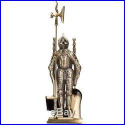 Fireplace Tools Set Accessories Medieval Knight Style Fire Tools Fireside Brass