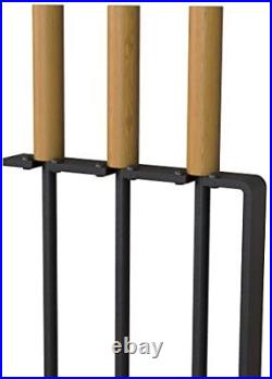 Fireplace Tools Set With Metal Base And Wood Handle Broom Shovel And Poker