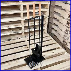 Fireplace Tools Set With Metal Base And Wood Handle Broom Shovel And Poker