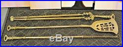 Fireplace Tools Set and Stand, Brass Intricate Designs, Antique Look