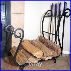 Fireplace Tools Set with Firewood Rack Log Holder and 28 Fire Poker Tongs Sh