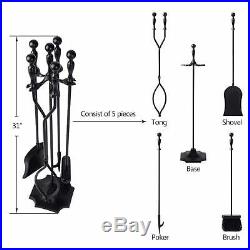 Fireplace Tools Tool Set 5 Pieces Wrought Iron Fireset Firepit Fire Place Pit