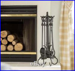 Fireplace Tools Tool Set Kit Wrought Iron Black Antique Decorative Sets 5-Piece