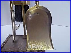 Fireplace Vintage Brass 5 Pieces withTools Stand Base withDamper/Shovel/Broom Clean