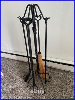 Fireplace cast iron tools with stand