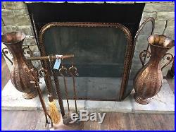 Fireplace set With Tools, Matching Screen, And Bonus Matching Tall Urns