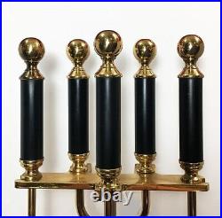 Fireplace tool set. Gleaming brass with black handles. Extra tall 5 piece set