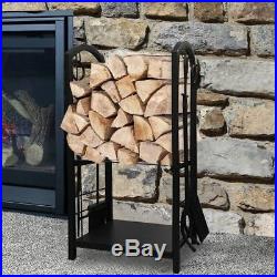 Firewood Rack Outdoor Indoor Log Fireplace Tools Set Lumber Wood Storage Holder