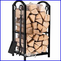 Firewood Rack Outdoor Indoor Log Fireplace Tools Set Lumber Wood Storage Holder