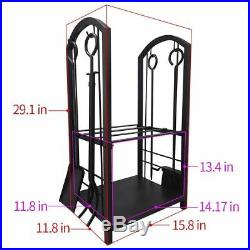 Firewood Rack Outdoor Indoor Log Fireplace Tools Set Lumber Wood Storage Holder