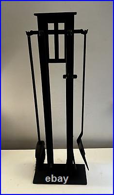 Flat Bar Iron Fireplace Tool Set Arts & Crafts Style Restored Xlnt