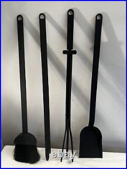 Flat Bar Iron Fireplace Tool Set Arts & Crafts Style Restored Xlnt