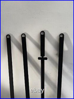 Flat Bar Iron Fireplace Tool Set Arts & Crafts Style Restored Xlnt