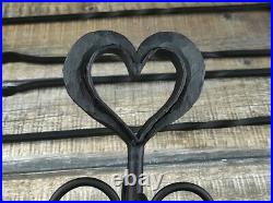 Forged fireplace tools set 4 pieces + stand. Hearts