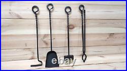 Forged fireplace tools set, fireplace gift, poker, tongs, shovel, broom
