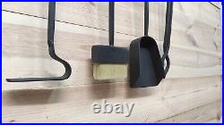 Forged fireplace tools set, fireplace poker, tongs, shovel, broom