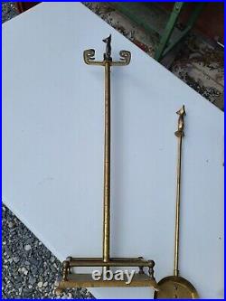 Fox Handle Brass Fireplace Tool Set 5 piece set Vintage Antique Mcm See Details