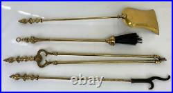 French Louis XV Rococo Gilt Brass Fireplace Mantle Hearth Companion 5pc Tool Set