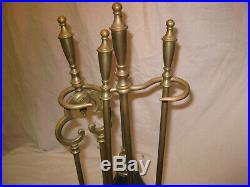 GREAT Antique SIGNED Bradley and Hubbard Brass 5 Piece Fireplace Tool Set LQQK