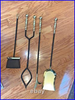 Gold & Black cast iron fireplace tool set with stand