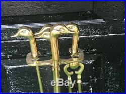 Gold Tone Duck Fireplace Tools Set