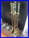 Gorgeous Solid Brass / Green Marble Fireplace Tool Set of 4 pieces