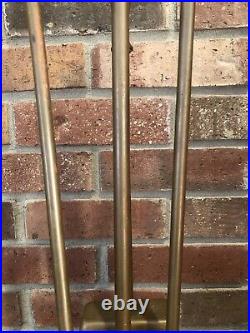 Gorgeous Vintage Antique 20s 30s 40s Brass & Wrought Iron Fireplace Tools Set