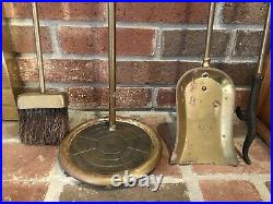 Gorgeous Vintage Antique 20s 30s 40s Brass & Wrought Iron Fireplace Tools Set