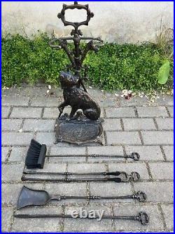 HUNTING THEME Brass Fireplace Tool Set Antique Vintage Style Fire tools, 8,9 kg